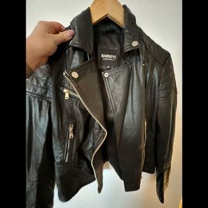Black leather biker jacket
